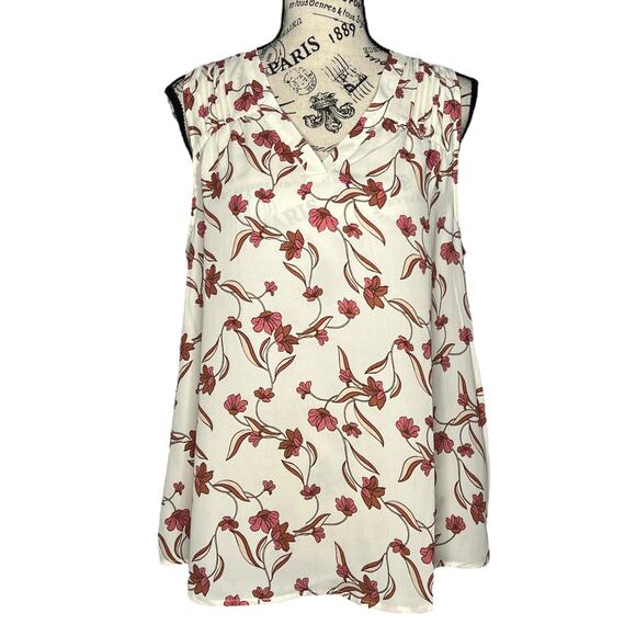41Hawthorn LARGE Hannah Blouse - Stitch Fix Sleeveless V-Neck Floral Top - Picture 1 of 13